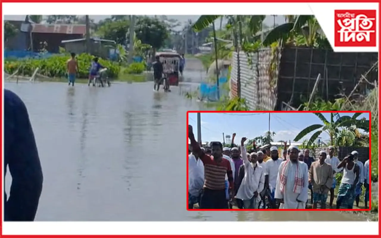 বেদখলেৰে পুখুৰী খন্দাৰ পৰিণতিঃ বটদ্ৰৱা থান বাৰোৱাটী সংযোগী পথত পুখুৰী... 